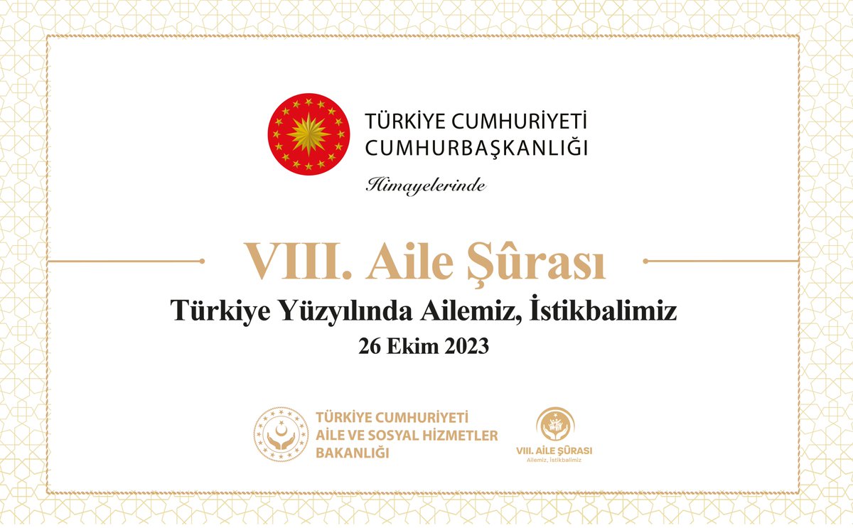 Son 1⃣ gün! ⌛️ Cumhurbaşkanımız Sn. @RTErdogan'ın teşrifleriyle gerçekleşecek olan 8. Aile Şûra'mız, 'Türkiye Yüzyılında Ailemiz, İstikbalimiz' ana teması ile yarın @tcbestepe'de düzenlenecek açılış programı ile başlıyor. 🗓️ 26-27 Ekim @MahinurOzdemir #Ailemizİstikbalimiz