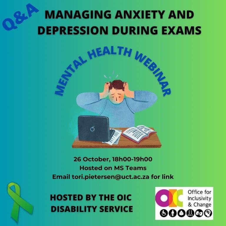 It’s exam period 📖 Many people tend to feel stressed&amp;anxious 🫨 some even fall into depression during this time. The Disability Service would like to help you better manage ur stress during exams. Join our stress-management webinar on Thursday evening from 6pm to 7pm 🧘🏾‍♀️🧘🧘🏻‍♂️