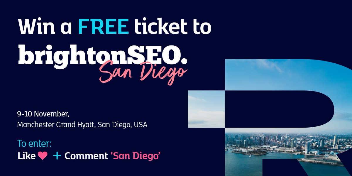 We're delighted to be sponsoring <a href="/brightonseo/">brightonSEO</a>  San Diego this November!

To celebrate, we have 5x tickets to give away to the community. 

- to enter, like this post, and comment "San Diego" below, and we'll pick 5x lucky winners on Friday this week.

Good Luck!