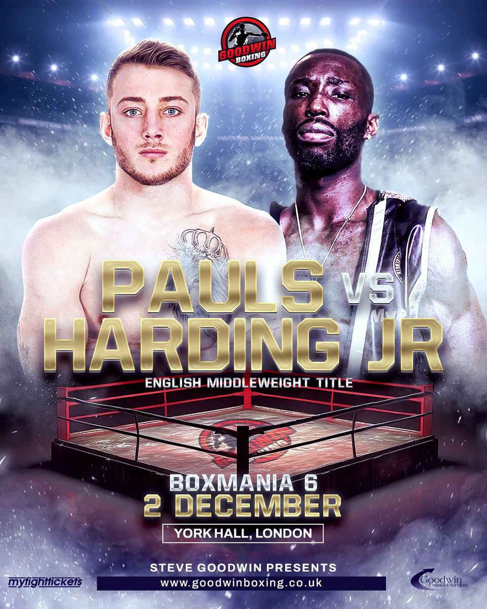 BOX MANIA 6 - Update 

Another title fight added

🥊 Exciting News! 🥊

@bradpauls is set to make his first defense of the English Middleweight Title on the highly-anticipated Boxmania card against John Harding Jnr! 🔥🏆

an unforgettable night of boxing

7 TITLE FIGHTS