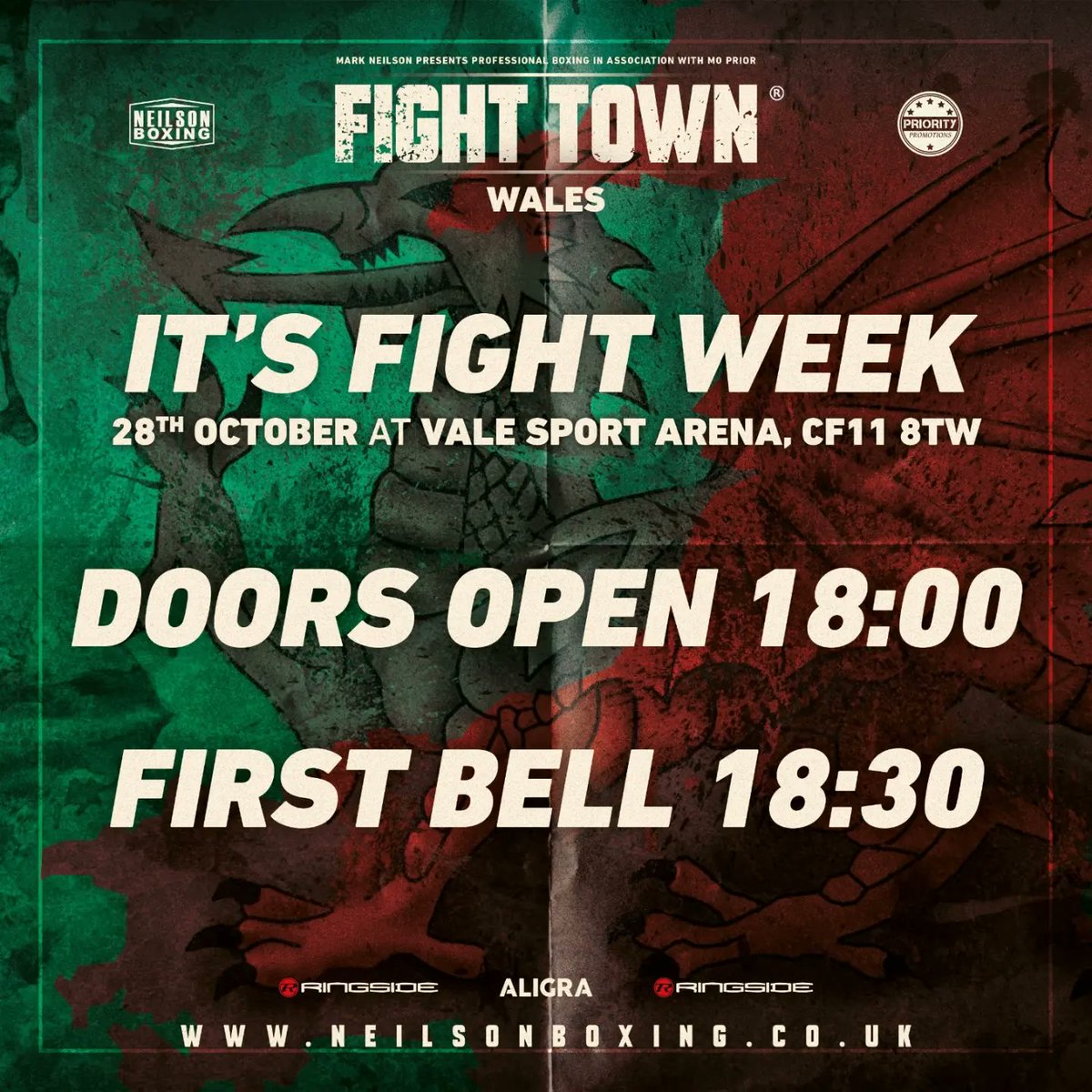 NeilsonBoxing's tweet image. Cardiff are you ready for #FightTown 💥💥💥

🗓️28th Oct 2023
🏟️Vale Sports Arena, CF11 8TW
🎟️£40 Standard / £70 Ringside

💻neilsonboxing.co.uk/tickets
💻ticketpass.org/event/ERWTVT/f…

#Wales #ProfessionalBoxing #FightTown #Cardiff #NeilsonBoxing #Moprior #PriorityBoxing