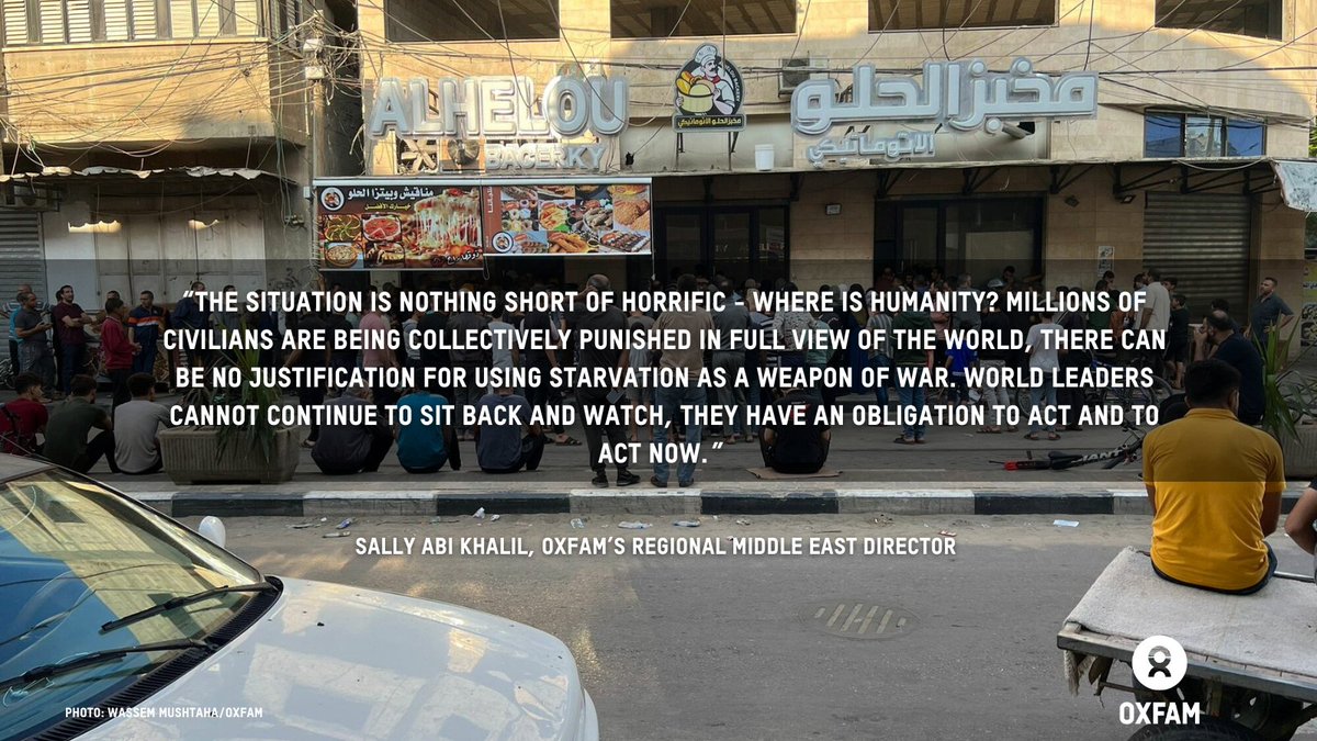 Starvation is being weaponized in Gaza. Oxfam's analysis reveals a dire situation with limited food and clean water access. International law is being broken. The world must take notice and act. 
More Here: oxf.am/3SbK6nS