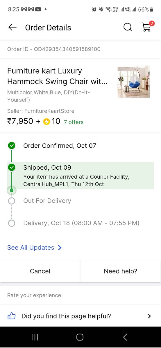 CHIRAGKALE's tweet photo. Really pathetic service by @Flipkart my order was suppose to get delivered on 18th Oct i didnt till date have made couple of call to customer care and they said it will get resolved and now it shows resolved. Entire product payment is upfornte @flipkartsupport @FlipkartStories https://t.co/RQXC5scQdC