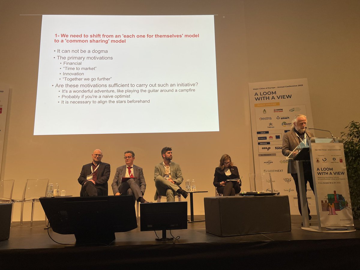 „We need to shift from an each-for-themselves to a common-Sharing Model“ #HervesGroleas CIO of #Lyon at the <a href="/majorcitieseuro/">Major Cities of Europe</a> conference in Prato #MCEPrato2023