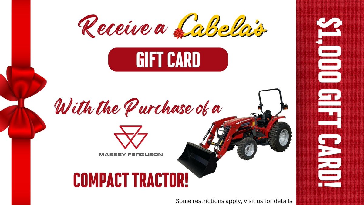 For a limited time purchase a #MasseyFerguson compact &amp; receive a $1,000 Cabela's Gift Card! 0% Financing is available on select models, hurry in today while inventory lasts!
We brought some inside to make your shopping more comfortable, cause ❄🥶. #mbweather #masseycompacts