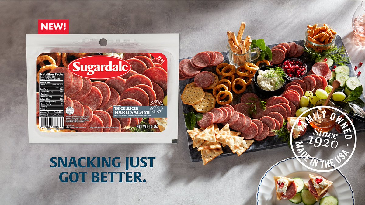 Meet the newest addition to the Sugardale lineup! 🤩 Great for charcuterie boards or snacking, Sugardale thick sliced hard salami is perfect for every occasion.