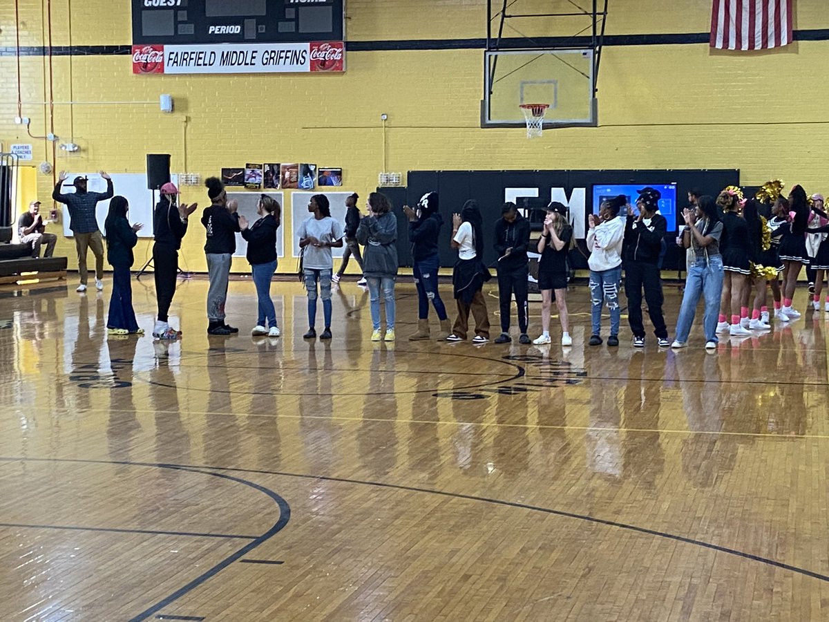 Holding our first pep rally of the year! Students are excited and cheering on our fall athletes. #GriffinPRIDE