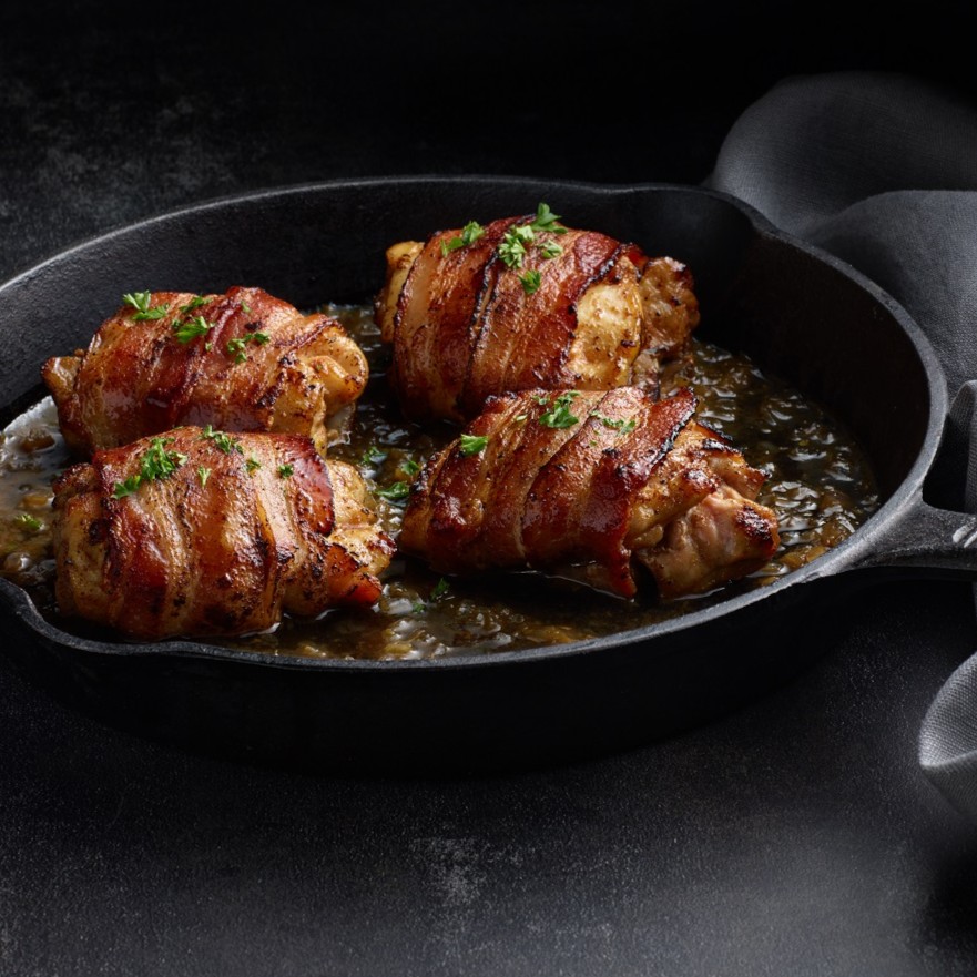 Get ready for flavor! 🥓🍗 Our Bacon-Wrapped Chicken Thighs are the ultimate indulgence – tender, juicy chicken thighs wrapped in crispy bacon.