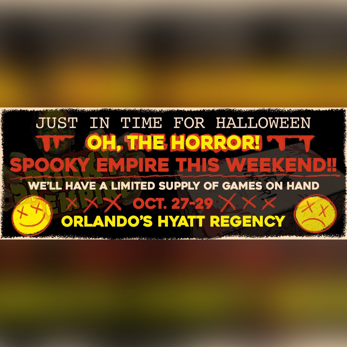 OhTheHorrorGAME's tweet photo. OH, the HORROR! is going to be  at Spooky Enpire this weekend! Attend our panel and meet the creators at 7pm Friday night and stop by our table to get a copy of the game just in time for your Halloween party! https://t.co/hS9oihdIqg
