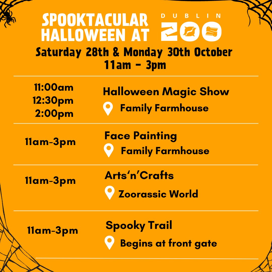 DublinZoo's tweet photo. Halloween weekend is upon us 🎃 Don’t forget to book your tickets to Dublin Zoo’s Spooktacular Halloween Weekend 👻

Tickets available here: https://t.co/ITNf0aHrGy https://t.co/Q8a96Gd7LY