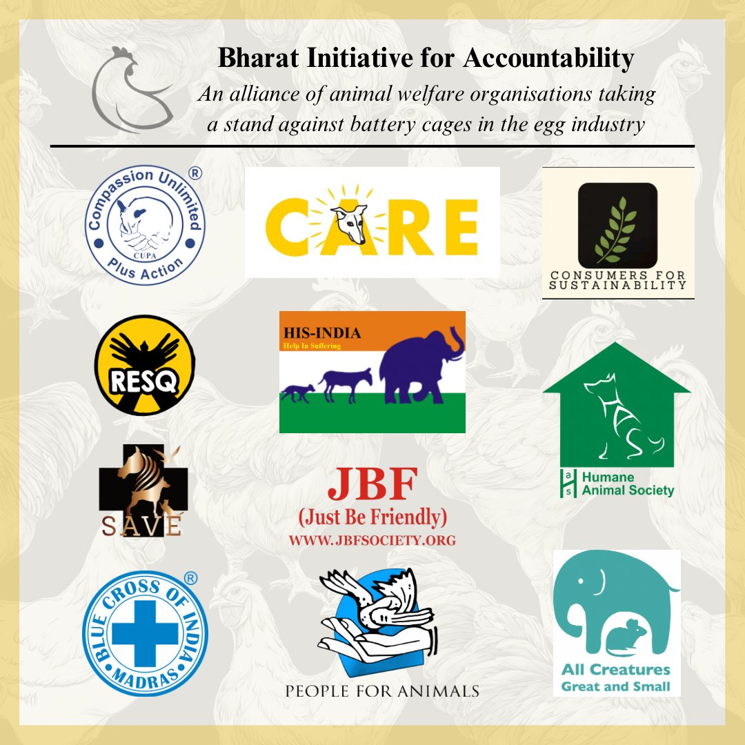 Bharat4Animals's tweet photo. We are a coalition of 11 animal welfare organisations united in our mission to ensure a cruelty free life for hens. Our member organisations are all of the belief that battery cages are unethical and harmful. This coalition exists because hens deserve a better life. https://t.co/IKJAoYsnDA