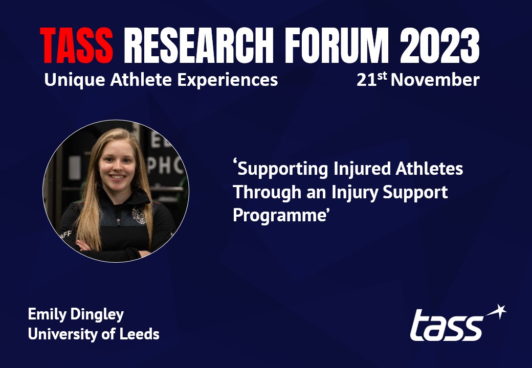 📢 Speaker Announcement for the #TASSResearchForum 
<a href="/emily_dingley/">Emily Dingley</a> is an S&amp;C Coach and introduced an injury support programme <a href="/UniversityLeeds/">University of Leeds</a>. Emily received a TASS Research Grant to explore the impact of the programme on athlete wellbeing. More info: whova.com/portal/webapp/…