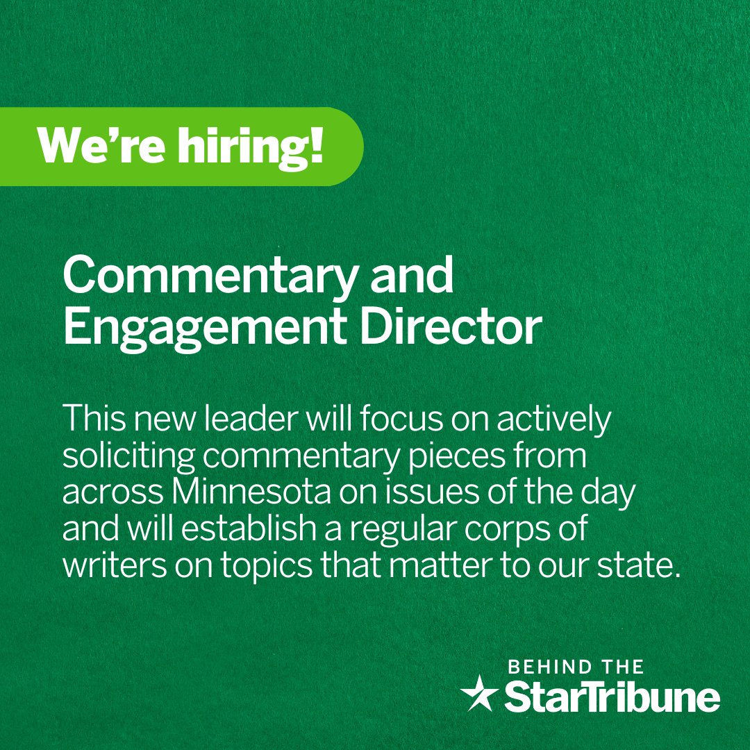 We’re hiring! Join the Upper Midwest’s largest news organization: recruiting2.ultipro.com/STA1013/JobBoa…
