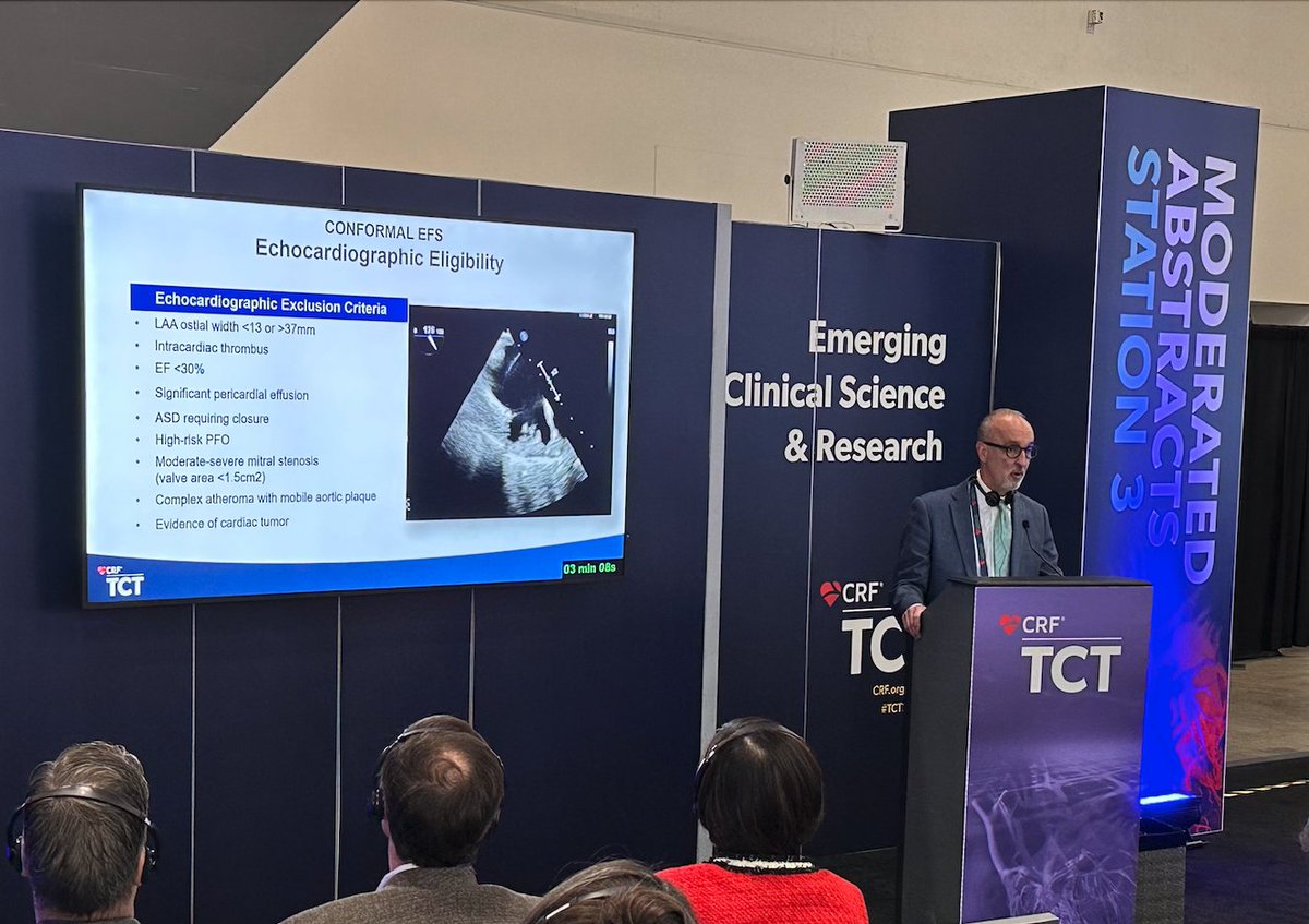 Yesterday, the team had the pleasure of watching <a href="/DrBillGray/">William Gray</a> announce the positive one-year results from the #CONFORMAL Early Feasibility Study at #TCT2023; he shared that one-year TEE follow up demonstrates 97.7% seal without significant (&gt;3 mm) leaks.
prn.to/3s81Wha