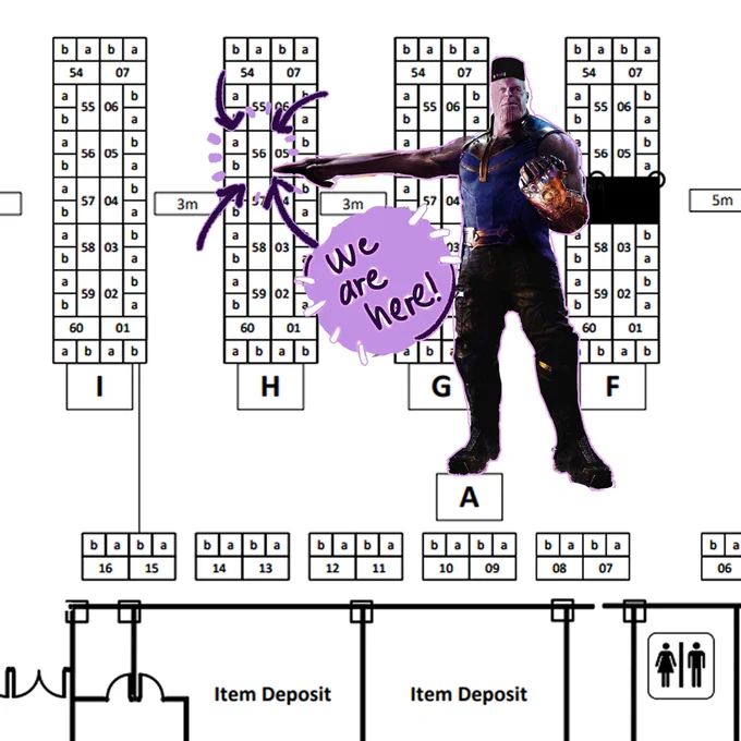 Untuk yang mau pickup nanti, pertaubatan thanos ada di booth H-56 yah! See u! 🥰   (cr. @/durenosaurus)