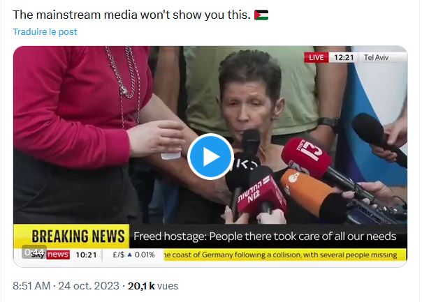 Toujours fascinant de voir les gens partager un clip d'une émission de nouvelles et dire "les médias ne vont pas vous montrer ça".

Le niveau de dissonance cognitive nécessaire pour écrire un tel tweet dépasse l'entendement.