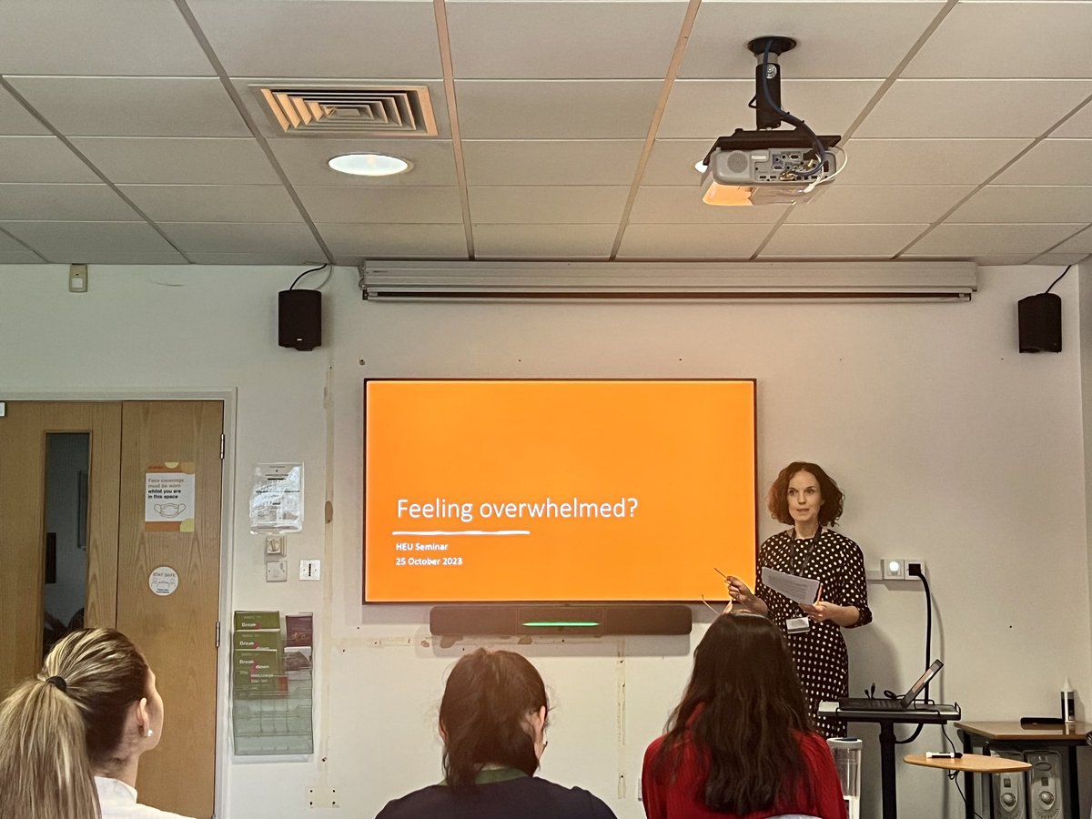 HEU_UoB's tweet photo. Today's HEU Internal Seminar featured @BXM212 Bassit Malik's ongoing PhD research on obesity’s economic impact &amp; preventive measures on local authority social care budgets &amp; Prof. @EFrew12 Emma Frew’s insights on conquering overwhelm in today’s society &amp; boosting productivity. https://t.co/LaXtu0p8AN