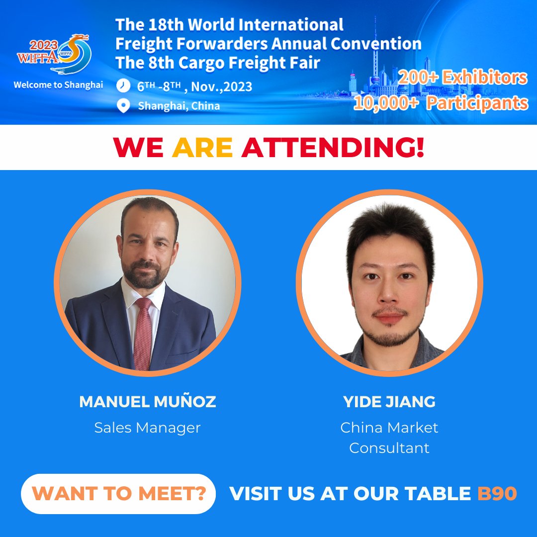 translogoversea's tweet photo. 📢 Happy to announce that we will be attending the 18th WIFFA Annual Convention, in Shanghai from 6-8 November 2023.

You will be able to visit the team in our table booth number B90!

#WIFFAAnnualConvention #TranslogSpain #Networking #FreightForwarders https://t.co/6vgYsvcKwy