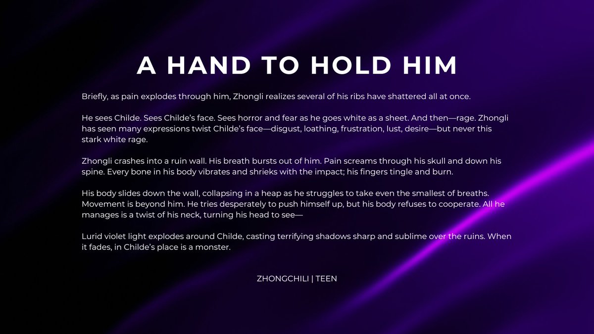 maleficarwrites's tweet photo. A Hand to Hold Him—Zhongli finds the humanity in Childe's Foul Legacy.

https://t.co/3ASCHoZt09

#zhongchi #tartali #zhongchili #flcweek23 https://t.co/F8uXmUqduW