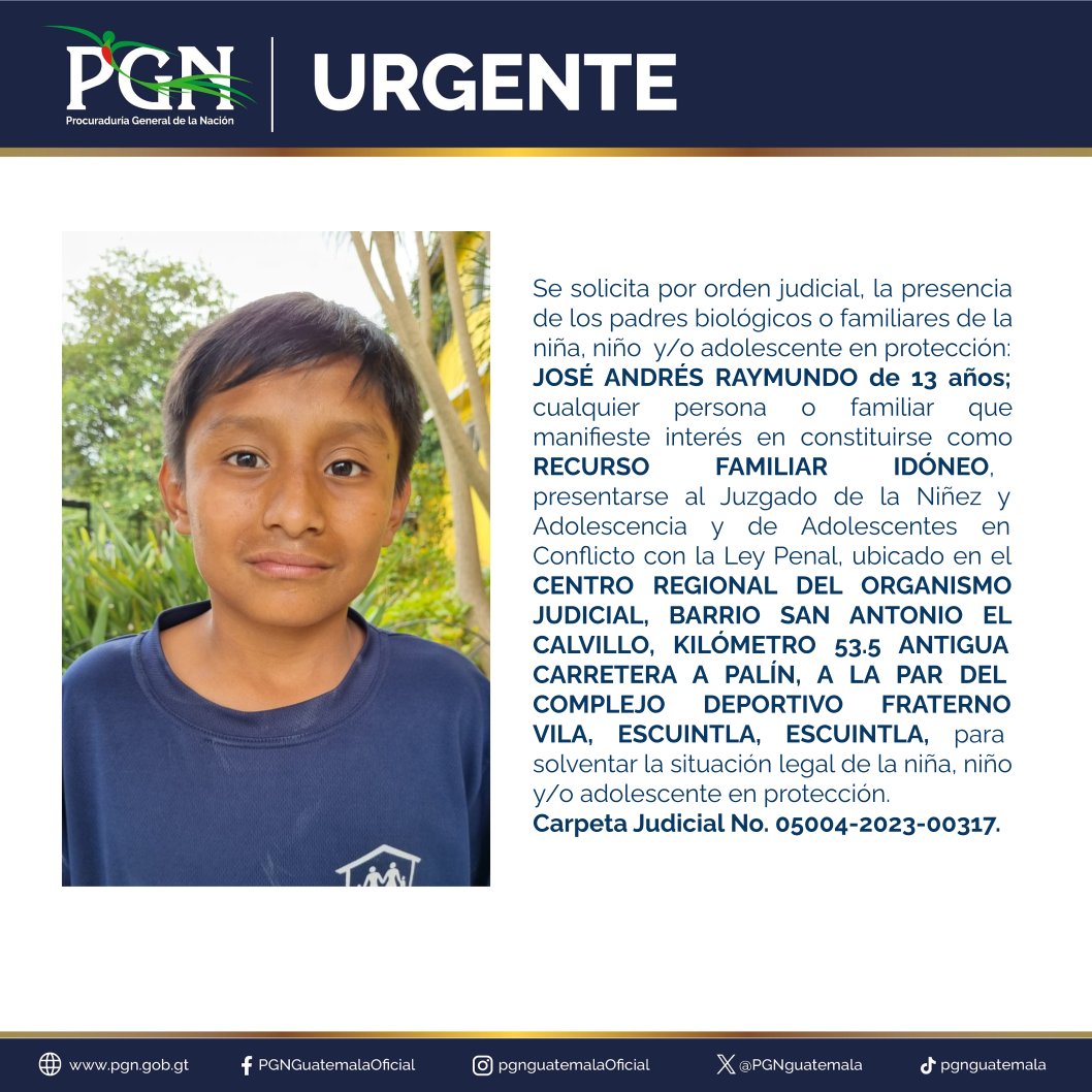 Tu ayuda es importante, comparte la imagen para encontrar un familiar. #Edicto #PGN