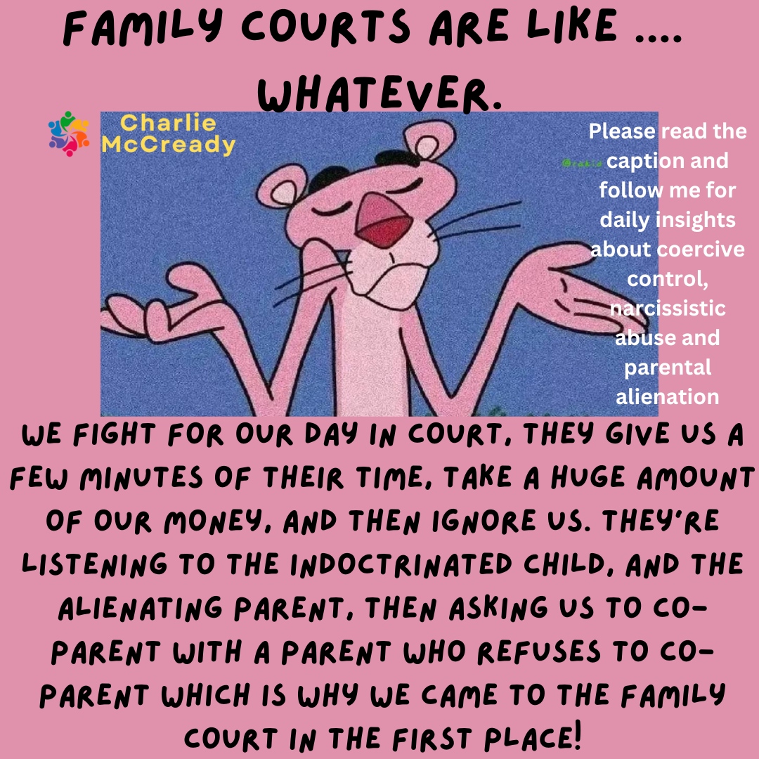 CharlieMcc81142's tweet image. We shouldn’t have to pay a fortune to go to court in order to restore a good relationship with our children and protect it from further alienating damage. One parent seeks resolution and reconnection, the other is determined to keep the parent and child apart.

#childcustody