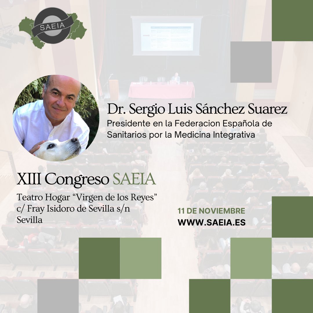 Os presentamos a uno de nuestros ponentes en el ➡ XIII Congreso SAEIA

Dr. Sergio Luis Sánchez Suárez de Canarias Biomédica SLP.

Os esperamos!
.
.

🗓️ 11 de noviembre
🕐 9-14 pm

Entrada gratuita (hasta completar aforo)

Más información: saeia.es/xiii-congreso-…