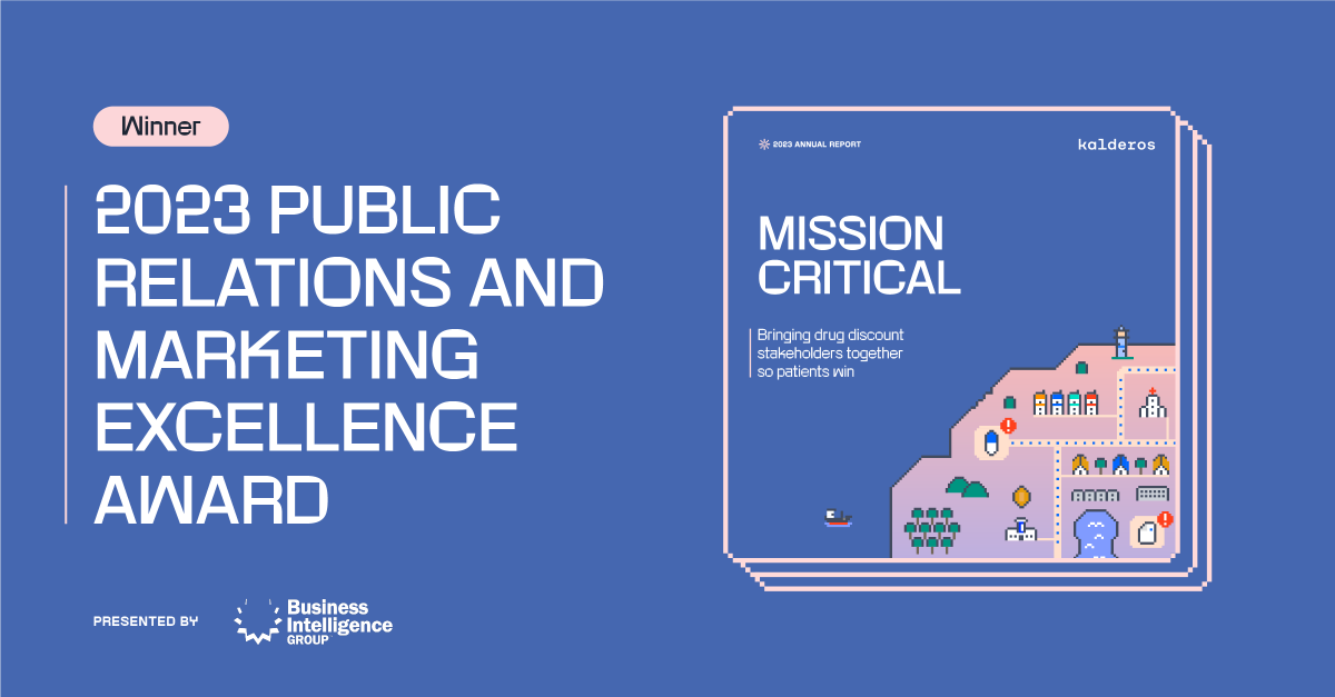 Today, Kalderos was announced as the winner of a 2023 Public Relations &amp; Marketing Excellence Award for External Campaign of the Year for our 2023 annual report. You can view and download our 2023 annual report here: kalderos.info/43yV9ug