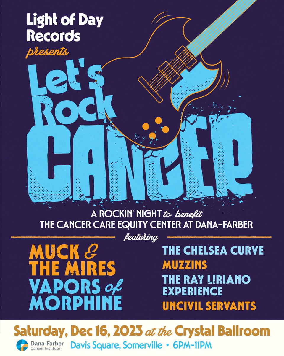 Sat Dec 16 Crystal Ballroom Somerville
Muck &amp; The Mires, Vapors of Morphine, The Chelsea Curve, Muzzins,The Ray Liriano Experience &amp; Uncivil Servants! Henry Santoro will be MC!
Presented by Light of Day Records &amp; Indie617. All proceeds go to Dana Farber Cancer Care Equity Ctr.❤️