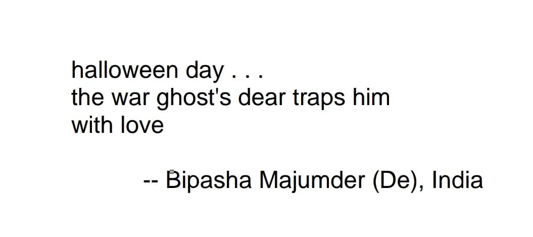BIPASHADE1's tweet image. Thanks to Kathleen Trocmet , editor of Scarlet Dragonfly journal, for including the following haiku in the Halloween issue 2023. 🙏