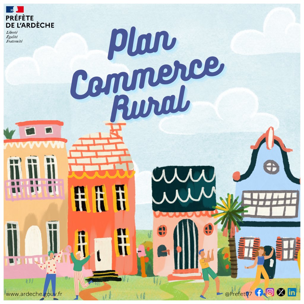 Prefet07's tweet photo. #CommerceRural | 3️⃣ communes ardéchoises vont bénéficier de l’accompagnement à l’installation de commerce en milieu rural 🏠
👉 Issarlès
👉 Saint-Cirgues-en-Montagne
👉 Saint-Julien d’Intres
✅ Ce dispositif doit apporter un #soutien à l’installation d’un #commerce sédentaire multiservices situé dans une commune rurale ou d’un commerce non sédentaire.
🤝 L’État contribue à l’attractivité du territoire par l’installation d’une offre commerciale de proximité et par la lutte contre les friches, en privilégiant les projets d’installation dans des locaux vacants existants.
➕ d’informations sur : https://t.co/9Wx1TQkhjP