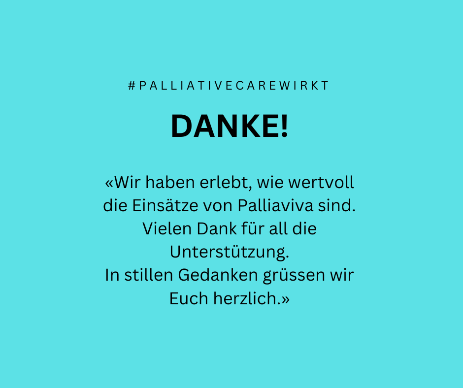 Die Angehörigen sind Expertinnen und Experten im Beurteilen unserer Arbeit. Wenn sie uns schreiben, dass unsere Einsätze auch für sie wichtig waren, freuen wir uns sehr. 
#palliativecarewirkt