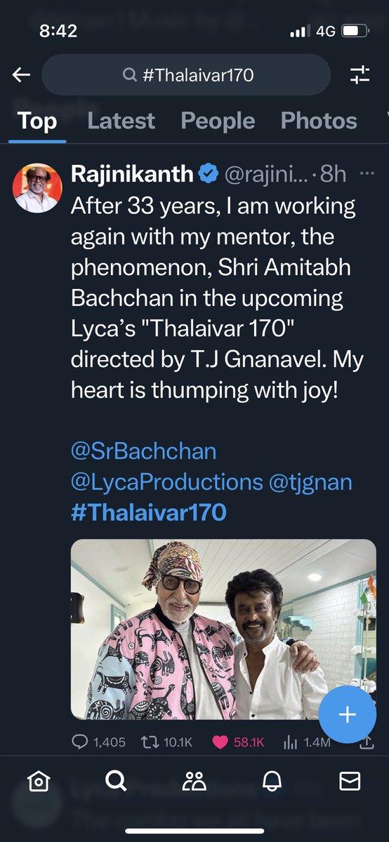#Thalaivar170 Can’t be a better day than 2day, in my career! Grabbing the moments of these 2 great icons of Indian Cinema together thru the lens was absolutely delight! Thank you legends <a href="/SrBachchan/">Amitabh Bachchan</a> Sir &amp;  <a href="/rajinikanth/">Rajinikanth</a> Sir! Thank u <a href="/tjgnan/">Gnanavel</a> for the trust. 

❤️❤️

<a href="/LycaProductions/">Lyca Productions</a>