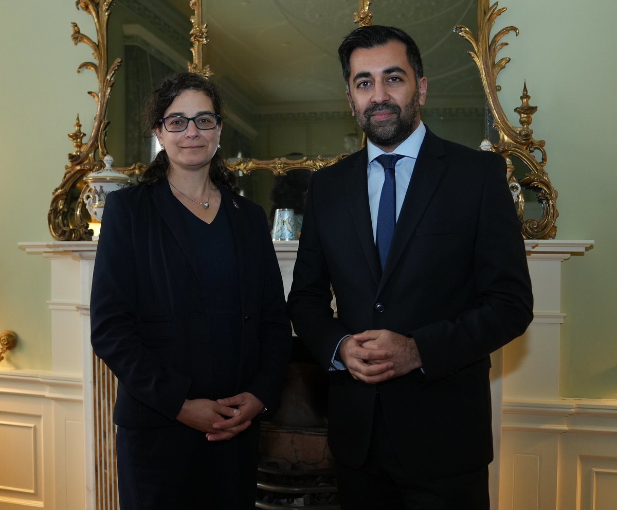 First Minister @HumzaYousaf met @OliviaRMW, CEO of @HMD_UK. He said the Holocaust and genocide are a stark reminder of the devastating impact of allowing hatred and prejudice to go unchallenged, and pledged to work with the trust ahead of Holocaust Memorial Day in January.