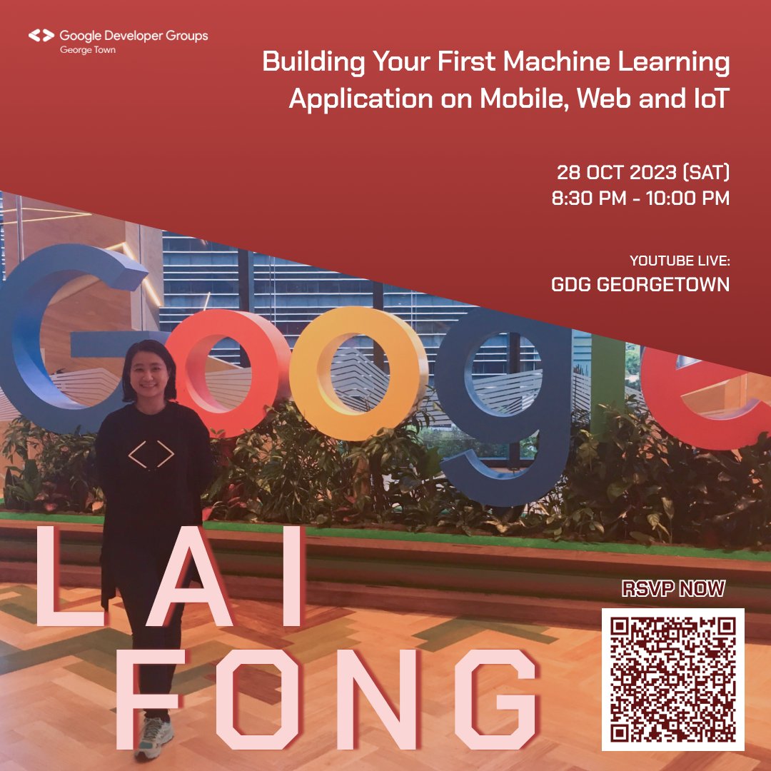 Gdg_GeorgeTown's tweet photo. 🚀 Ready to dive into the world of AI and create your own machine learning app?

Join us on Oct 28th, 8:30 PM - 10:00 PM via YouTube!

Learn how to build your ML-powered apps from Leong Lai Fong, AI Engineer at Cognixus.

RSVP now: https://t.co/sHMn9DXTWF

#GDGGeorgeTown
#DevDojo https://t.co/zddi1PM4Vm