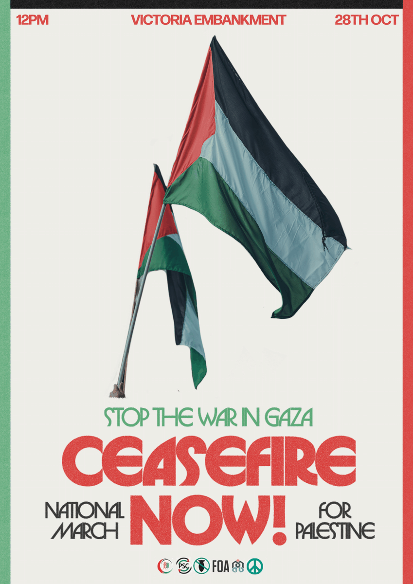 🇵🇸 All out again in London on Saturday! 📍 Victoria Embankment, London - 28 Oct, 12pm #CeasefireNow #StopTheWar #FreeGaza