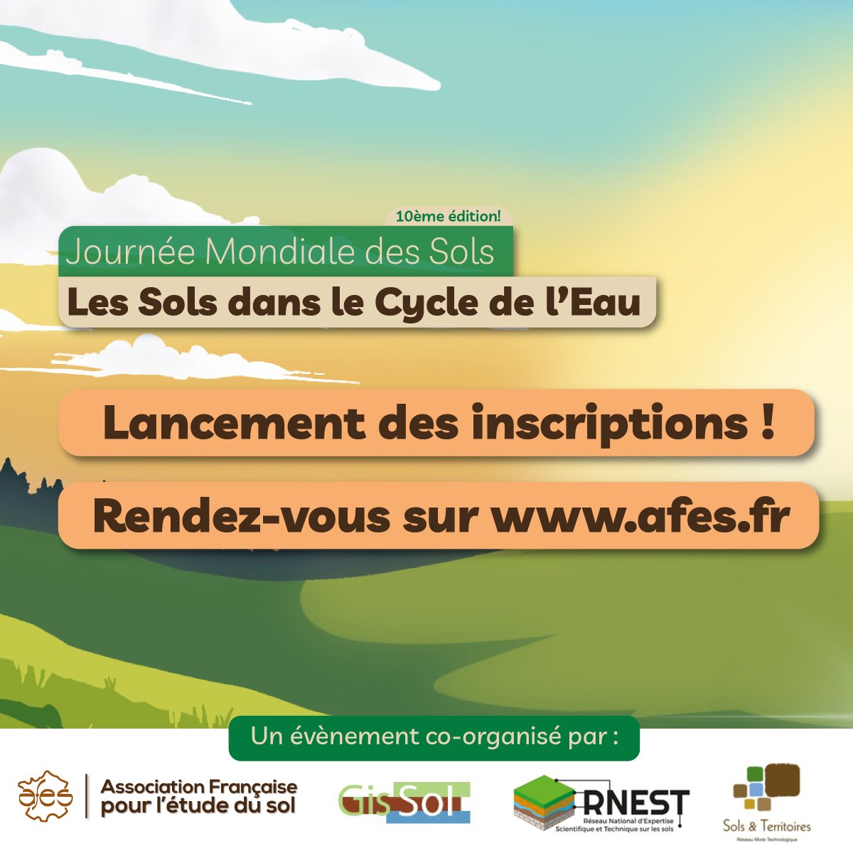 Journée Mondiale des Sols 2023 : les inscriptions sont ouvertes ! Découvrez les liens d'inscription directement dans le programme concocté par l'<a href="/afes_fr/">AFES</a>, le GiSSol, le <a href="/rnest_sol/">RNEST_Sols</a> et le <a href="/rmt_sols/">RMT Sols et Territoires</a> : afes.fr/nos-missions/a… #JMS23 #JournéeMondialeDesSols