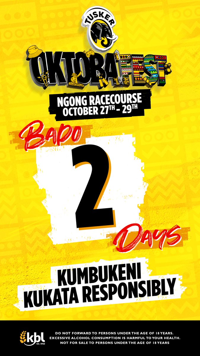 Wadau! before kupiga sherehe tulisema foundation muhimu kwanza.. let's go and  celebrate African culture &amp; enjoy E.A’s finest brews <a href="/djkyme/">DJ KYME 254</a> <a href="/loyalmafia_/">Gerry Chance™</a>  get your tickets tusker.beer/oktobafest/ <a href="/TuskerLager/">Tusker Kenya</a>  #TuskerOktobafest #ThisIsHowweDo #OktobafestEastAfrica hii si ya kukosa