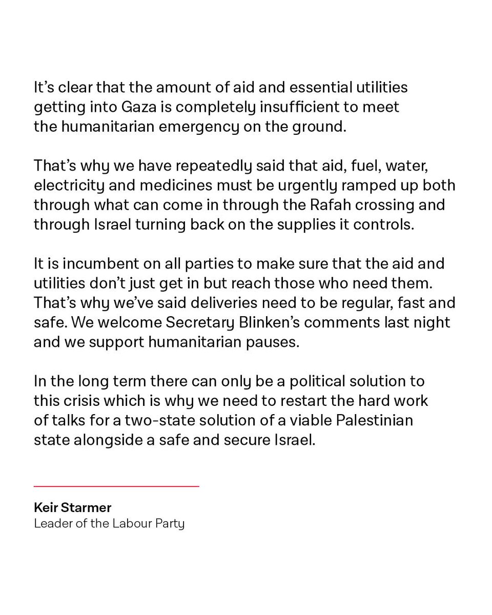 It’s clear that the amount of aid and essential utilities getting into Gaza is completely insufficient to meet the humanitarian emergency on the ground.