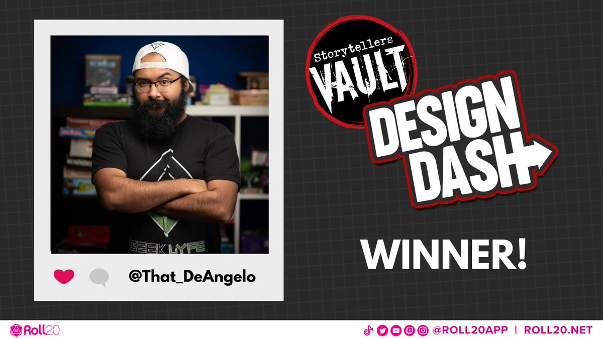 roll20app's tweet photo. 👻The #DesignDash results are in after 3 spooktacular encounters... Our Storyteller's Vault Design Superstar is @That_DeAngelo!
👏🏼Please give it up for our 2 other amazing designers @100thingsilove @HLG_Corporate!
📺Missed the fun? Watch the VOD here: https://t.co/Xx3KOmSrYc https://t.co/oHeGVvXAX7