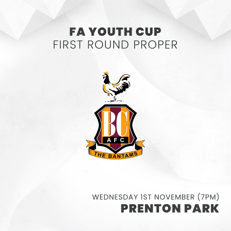 TranmereRovers's tweet photo. 🏆 We will host Bradford City at Prenton Park in the FA Youth Cup first round next Wednesday, 1st November (7pm).

Come down and cheer on the young Rovers!

#TRFC #SWA