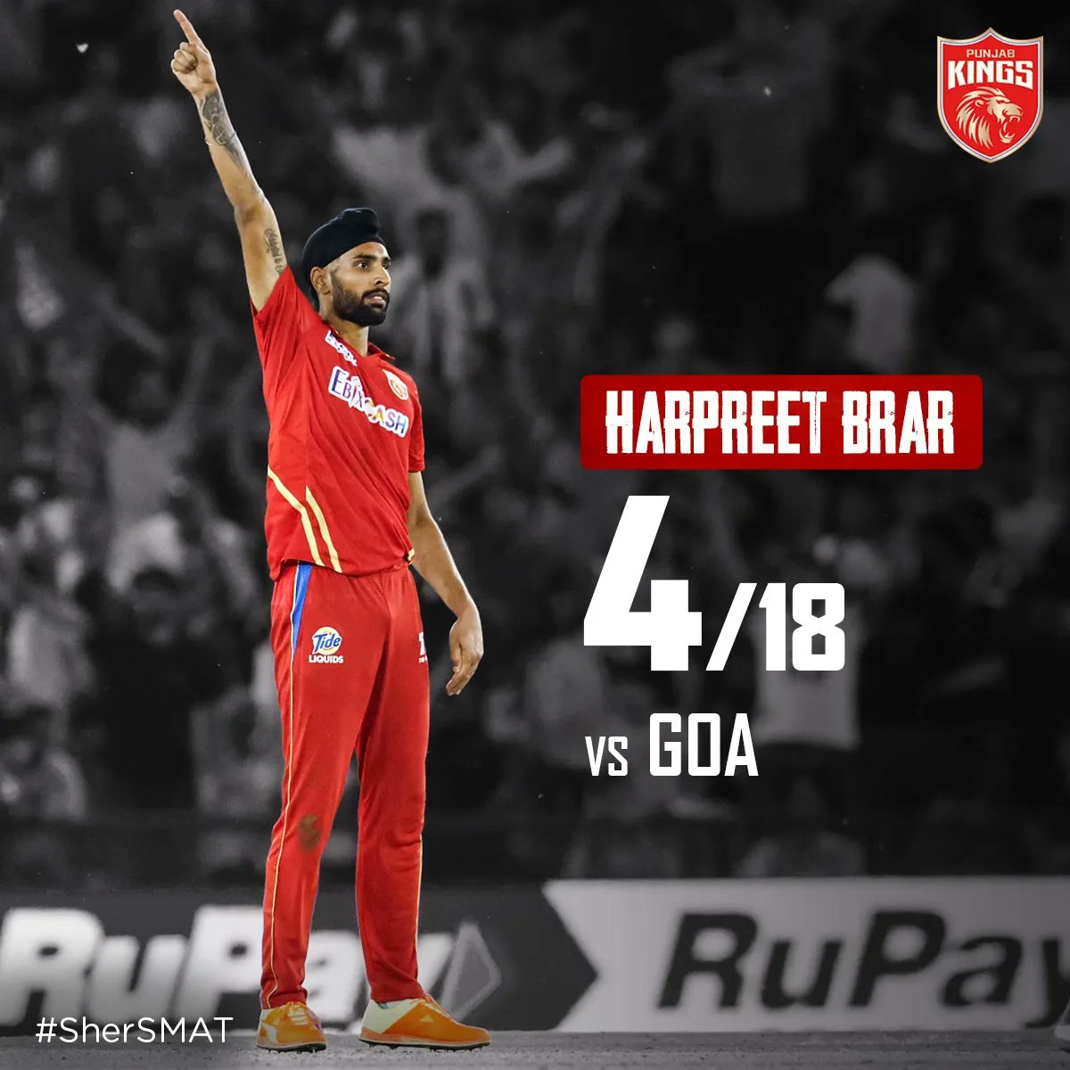 Our fearless 🦁s delivered an all-round spectacle today, reaffirming their brilliance in the #SyedMushtaqAliTrophy! 💪

#SaddaPunjab #PunjabKings #JazbaHaiPunjabi