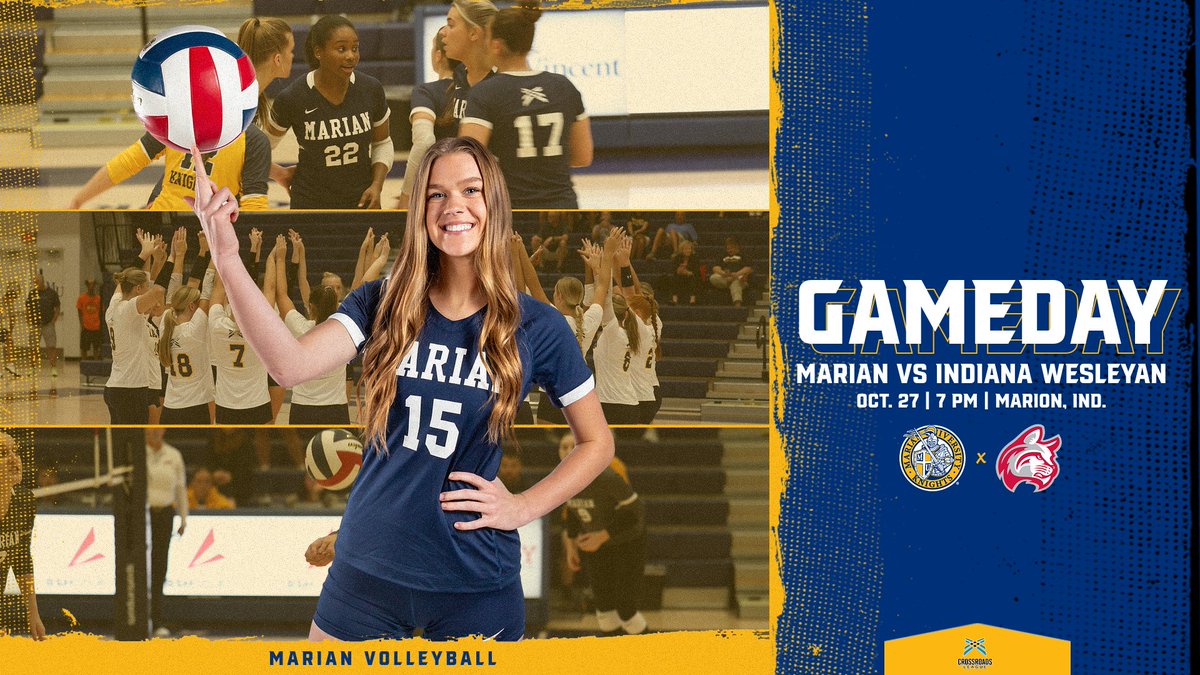 MUKnights's tweet photo. GAMEDAY!!

@MarianVball has a big road battle tonight as they take on #1 Indiana Wesleyan at 7 PM! https://t.co/jFe4DHVmZt