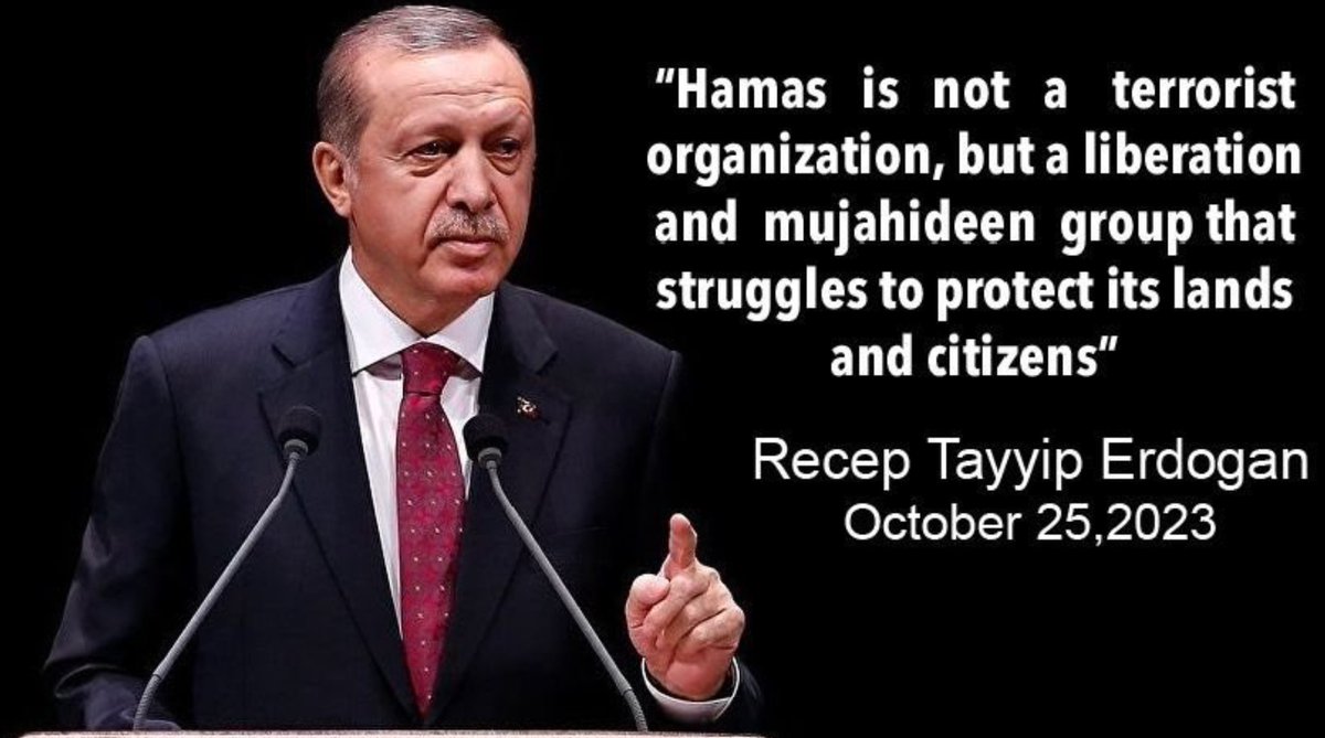Hevallo's tweet photo. Erdogan is not a friend of Palestinians nor Gaza. He cynically uses the issue politically to gain support & popularity while 
he himself is brutally oppressing the Kurdish people. He is a racist & cynical opportunist who uses state terrorism against the Kurds on a daily basis.