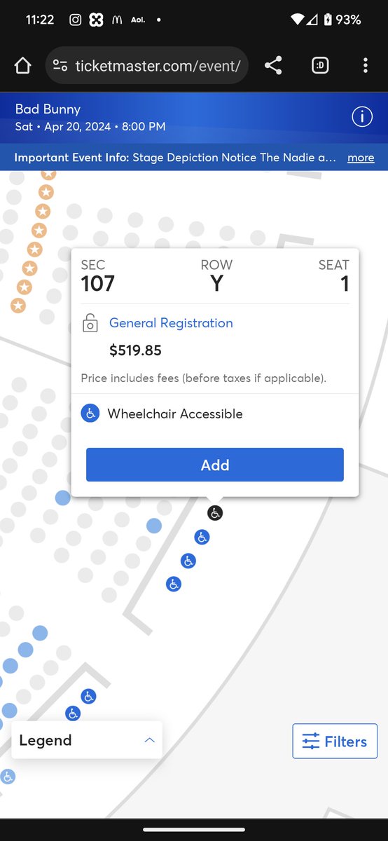 C_KeyLess's tweet image. Wow over $500 for 1 wheelchair accessible ticket for the @sanbenito concert in Hartford. I don't even have the option of sitting further away. 😔