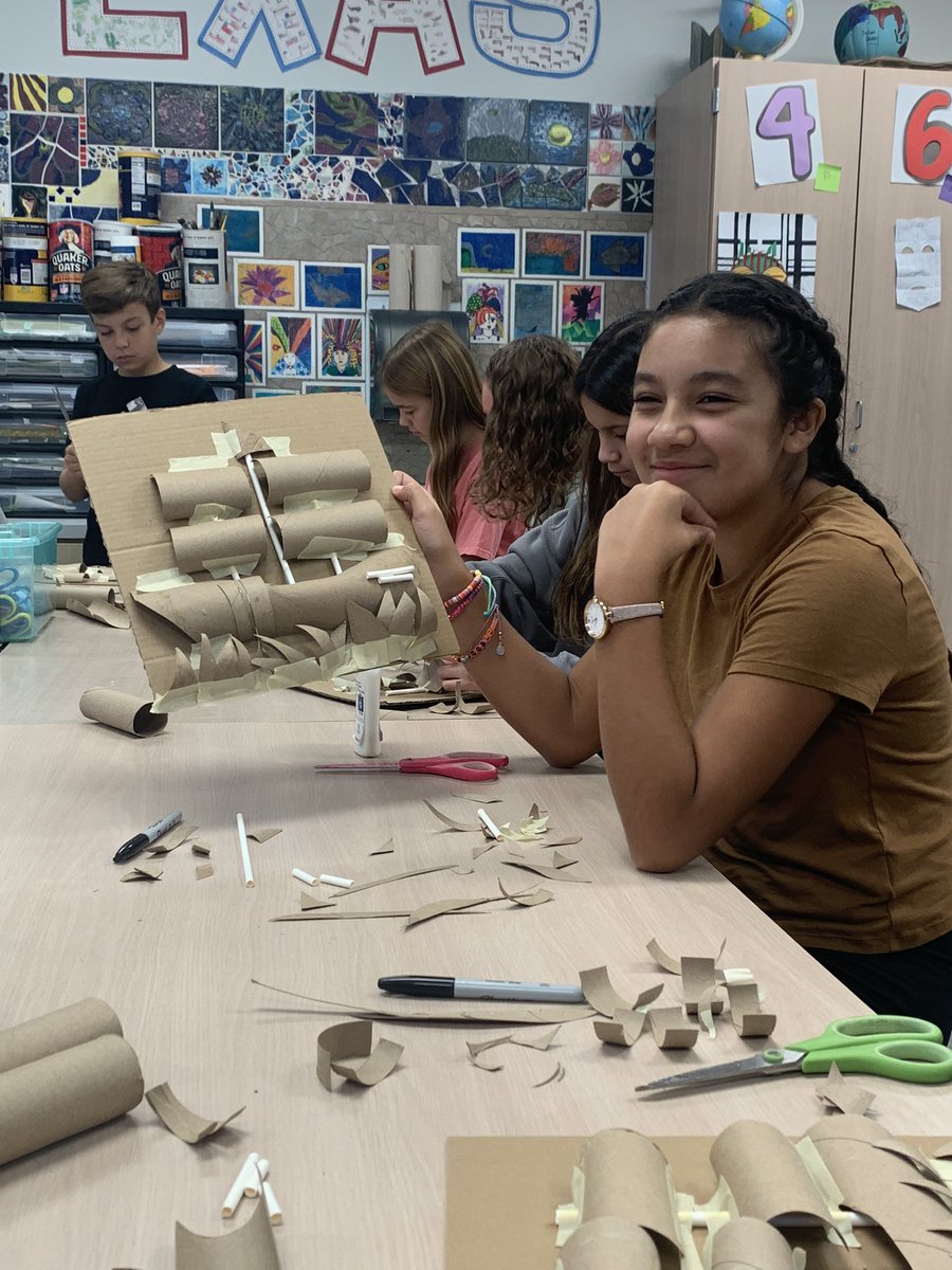 woodard_julie's tweet photo. So, @DarrellWakelam , my sixth graders liked working in cardboard MORE than making CLAY African masks!!!
@rockwallschools
@risdfinearts
#pullenpride
#pawsart https://t.co/VLskvV2em3