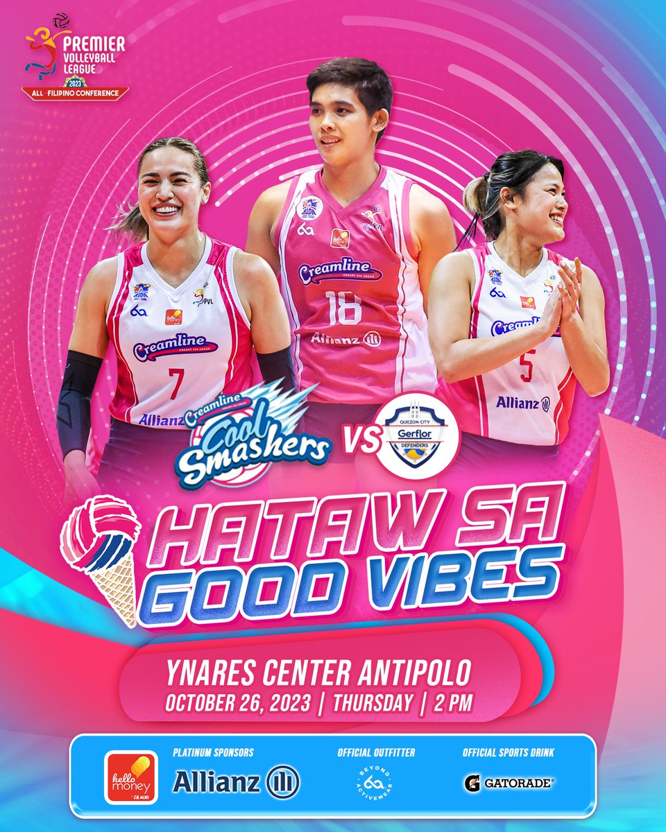 CoolSmashers's tweet photo. Hahataw na ulit ang Creamline Cool Smashers as they face the Gerflor Defenders mamaya na yang 2PM! 💪
Wear your official Creamline Cool Smashers merch and see you sa Antipolo! 💖
#HatawsaGoodVibes
#CreamlineCreamyIcecream
#CreamlineCoolSmashers https://t.co/LjmTchMYSI