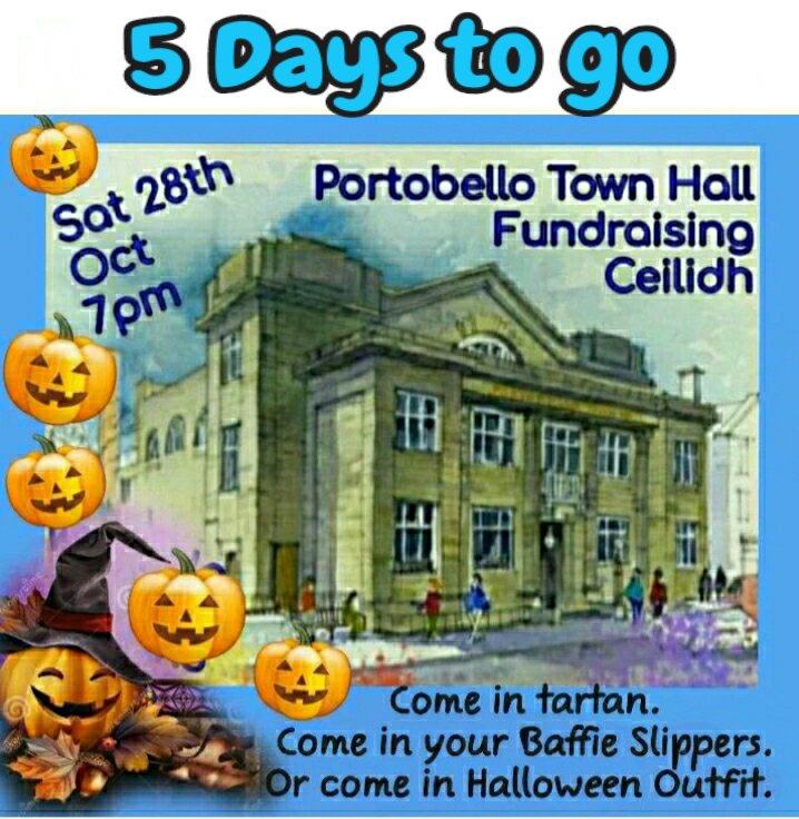Raising funds for Porty Town Hall.  We have 'Terrific Trouble' Ceilidh  Band. Mary Phelan Highland Dancers. Alison Carlyle Stepdancer. With Sarah on fiddle. Bellfield Brewery: Come& join the fun. Sat 28th Oct 7pm - 10pm. Tickets: stagestubs.com/portobello-cen…