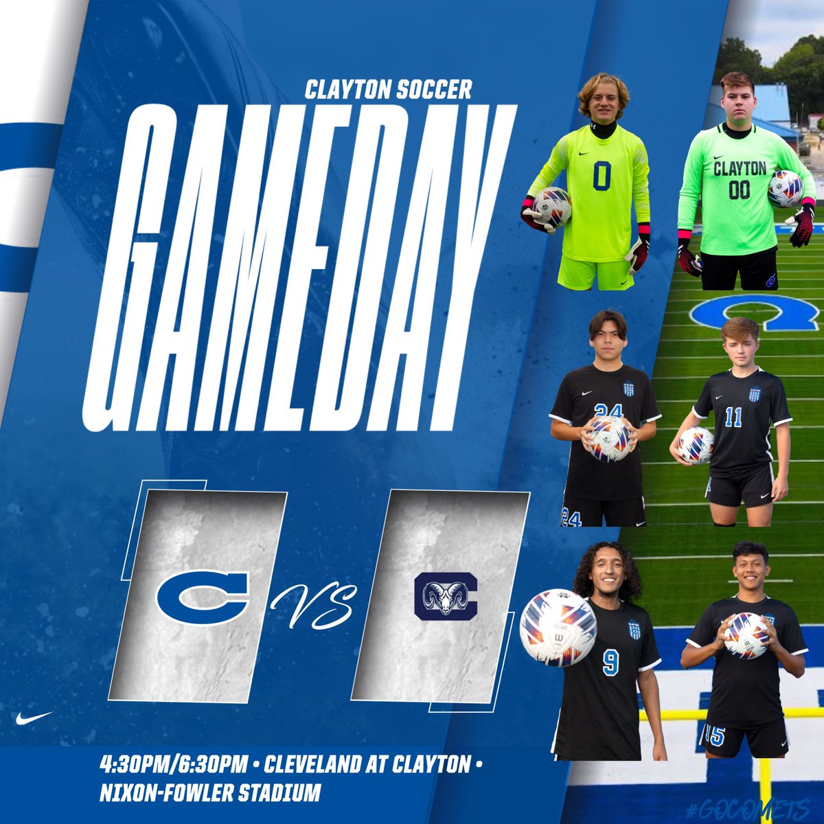 🚨⚽️ GAMEDAY🚨

🆚 Cleveland
🎓 Senior Night
🏟 Nixon-Fowler Stadium
⏰ 4:30/6:30
🎟 $8 cash or bit.ly/ClaytonCometsT…
📺 shorturl.at/wIJK5

📸: <a href="/LeoDusablon6/">Leo Du Sablon</a> 

#GoComets 

<a href="/Clayton_Comets/">Clayton High School</a> <a href="/ClaytonSoccer/">Clayton Comets Soccer</a> <a href="/ClaytonBoosters/">Clayton Comets Boosters</a> 
<a href="/CRNSports/">Community Radio Network</a>