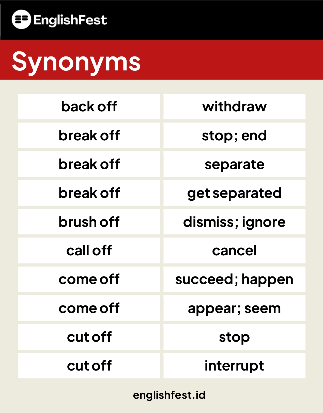 EnglishFestID on X: Synonyms