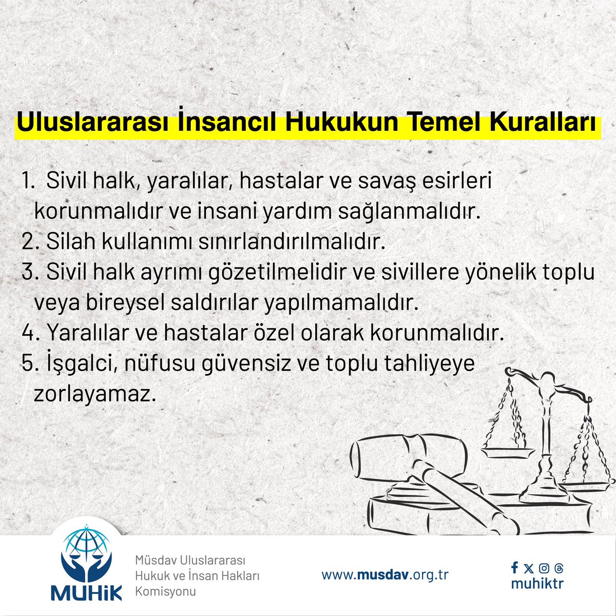 Uluslararası İnsancıl Hukuk Nedir? 
Uluslararası İnsancıl Hukuk Kaynakları Nelerdir? 
Uluslararası İnsancıl Hukukun Temel Kuralları Nelerdir ?

#Muhik